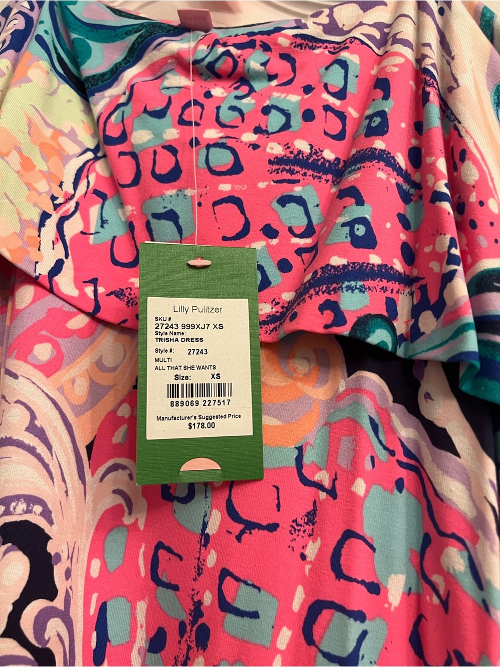 Lilly Pulitzer Pink Teal Multicolor Printed Dress - Picture 2 of 2